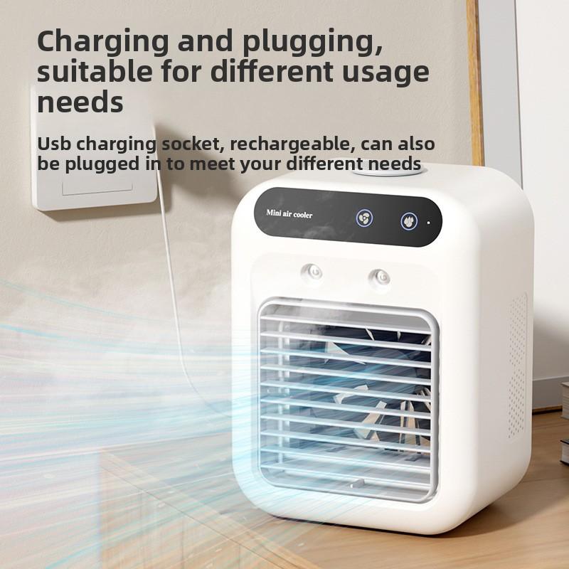 

Мини-вентилятор с USB-питанием и функцией увлажнителя с распылением, портативный настольный вентилятор для охлаждения водой для общежитий и офисов L7 English белый