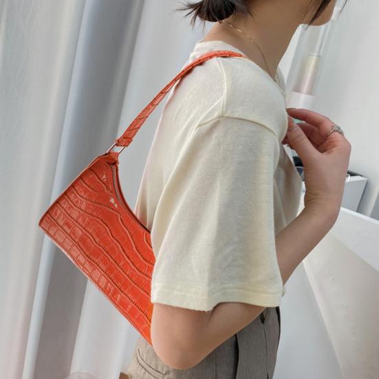 Women Textured Single Shoulder Bag Faux Leather Large Capacity Solid Color Casual