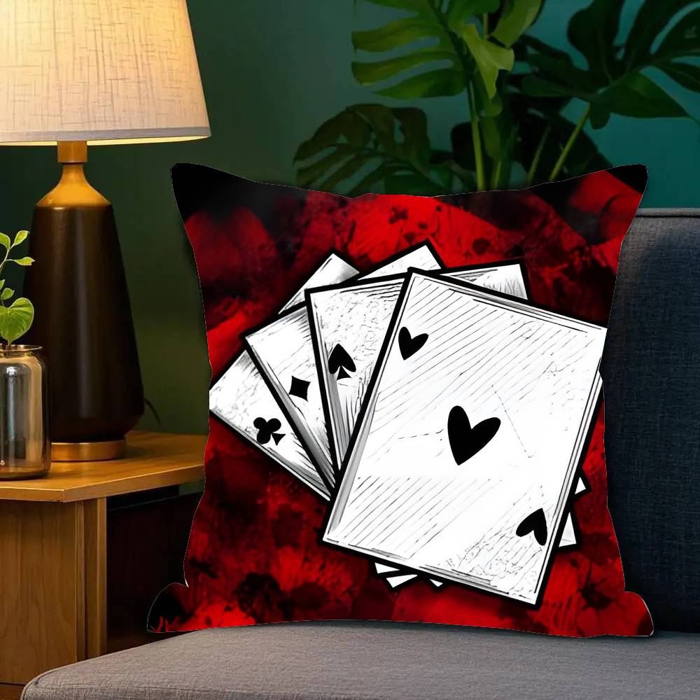 Federa Cuscino Carte da Gioco Federa Quadrata alla Moda Camera da Letto Divano Soggiorno Decorazione Ins Tempo Libero