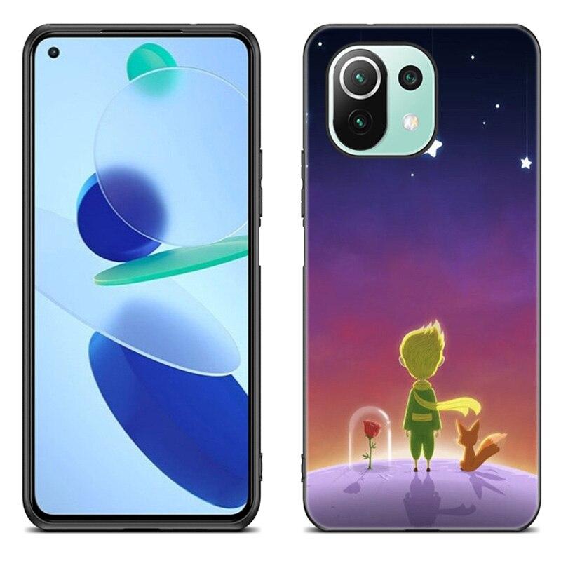 The Little Prince Fox Case For Xiaomi Mi 11 Lite NE 11i 10T 11T Pro A2 A3 Lite POCO F3 M3 M4 C31 X3 Pro NFC GT Black Soft Cover