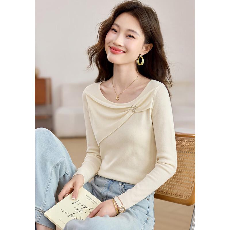 Sanpowa Women s Irregular Neck Knit Sweater One Size белый
