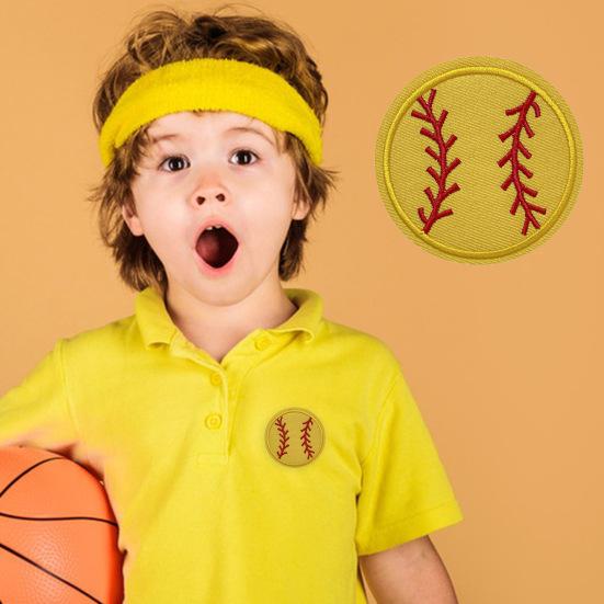 Iron-on Baseball Embroidered Patch Sticker Tear-Resistant Wrinkle-Free Football Volleyball Basketball Applique Patches with Hot Melt Adhesive