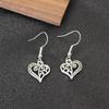 Hollow Carving Peach Heart Dangle Earring for Women Lovely Simple Punk Retro Copper Color Ear Zircon Wholesale Christmas Gift