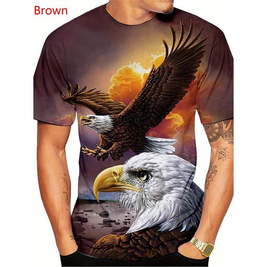 Ζώο Αετός 3D Εκτύπωση T-Shirt Άνοιξη Καλοκαίρι Μπλουζάκι Γυναικείο Ανδρικό Ρούχο Μεγάλο Μέγεθος Λαιμόκοψη Ο Κοντομάνικο Φαρδύ Τοπ Αναπνεύσιμο Μπλούζες Ζευγαριού