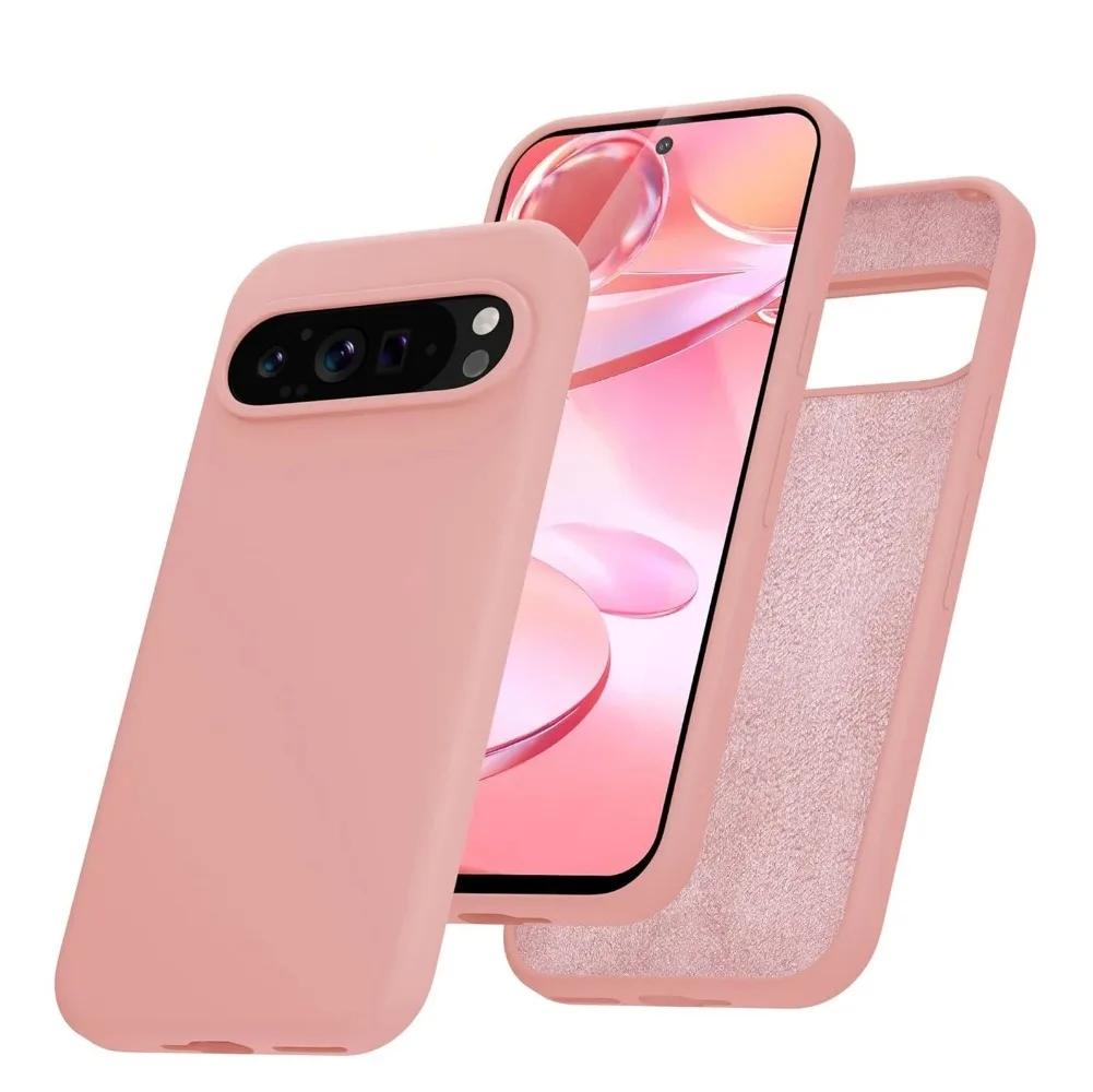 Měkké matné pouzdro z tekutého silikonu pro Google Pixel 9 Pro XL 8 7 6 8A 7A 6A A Jednobarevné pouzdro s pocitem kůže, nárazuvzdorné, ultratenké