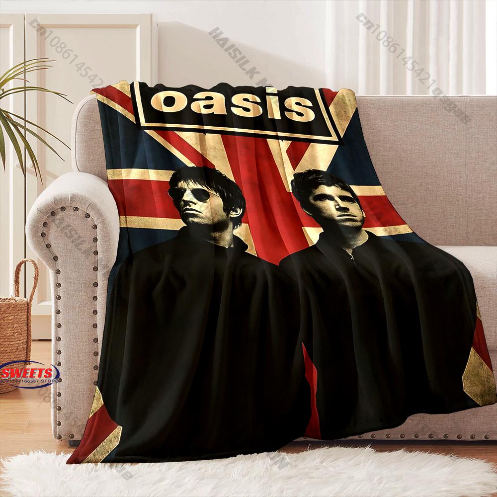 6 Sizes Classic Band Theme 0asis Pattern Printed Blanket,Throw for Bed, Couch & Travel- Ultra Soft & Cozy Gift for Friend Family