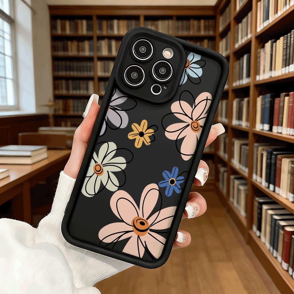 Minimalist Floral Pattern Phone Case for iPhone 17 16 15 14 13 12 11 Pro Max Plus Anti Scratch, Gel Flexible Protective