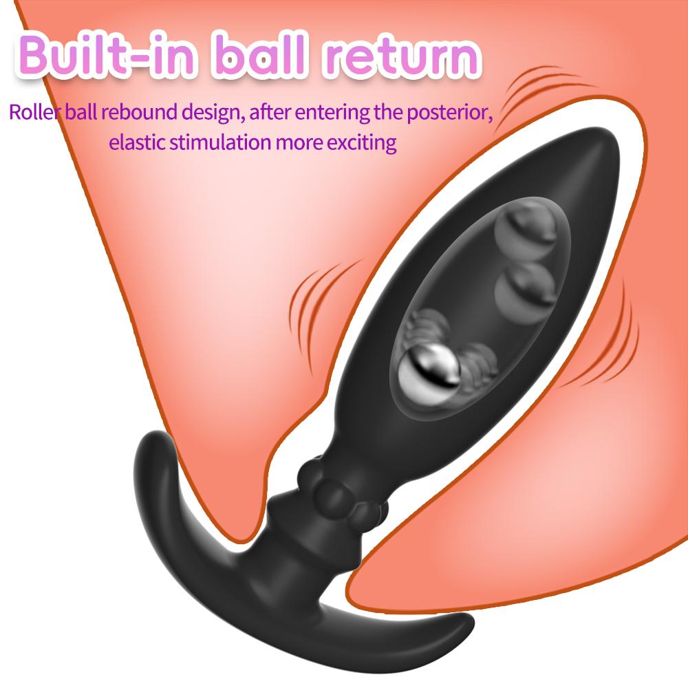 Silicone Anal Plug Metal Rolling Bead Butt Plug Anus Masturbator G-Spot Stimulation Prostate Massager Sex Toys for Men Women Gay