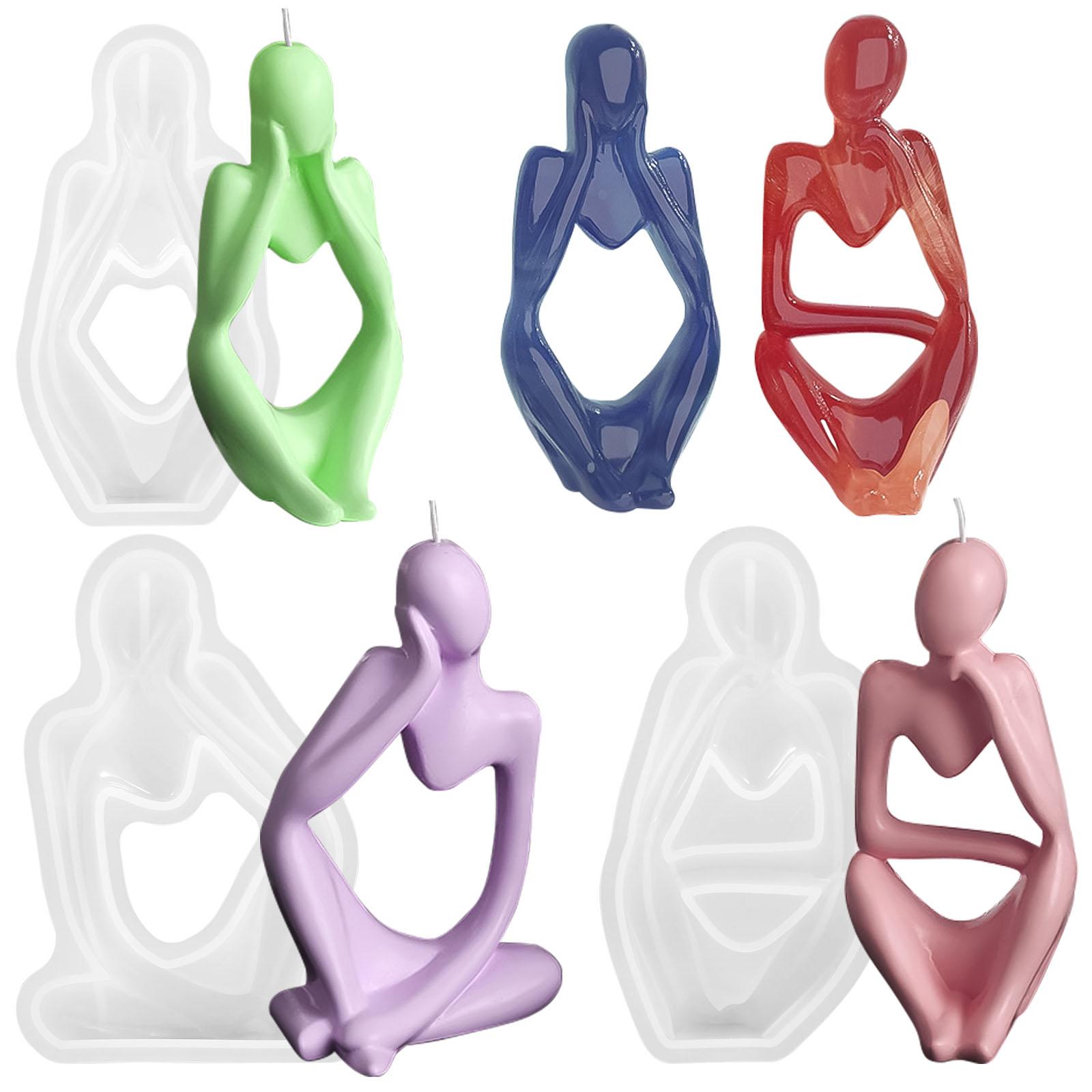 

3 шт. силиконовая эпоксидная форма 3D художественные силиконовые формы для свечей абстрактные фигурки мыслителя смоляные формы DIY силиконовые смоляные литейные формы