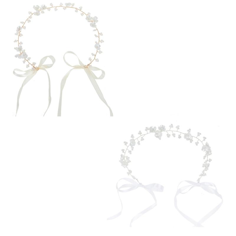 Fasce per Capelli Ghirlanda Floreale con Perle Finte Regolabili per Spose Damigelle Festa di Matrimonio Accessori Capelli Bohemien