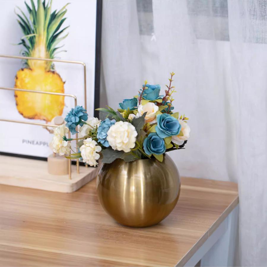 Edelstahl Metall Kleine Vase Leichter Luxus Kugelförmig Tischplatte Modern Schlicht Blumen Pflanzgefäß Dekoration Heimdekoration