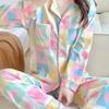 Women's Spring & Autumn Pajama Set - Sweet Style, Long Sleeve & Pants, Loose Fit, Spandex Cotton Ice Silk, Wear Outside.