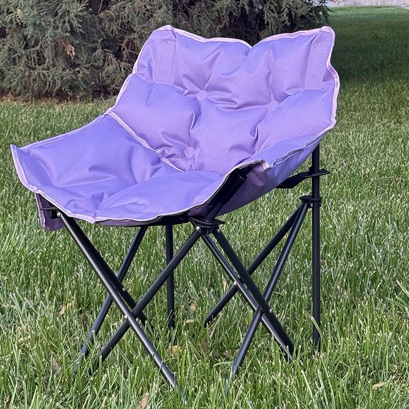 Skládací měsíční židle s polstrováním a nízkou opěrkou pro podzim/zimu - Přenosná venkovní kempingová židle