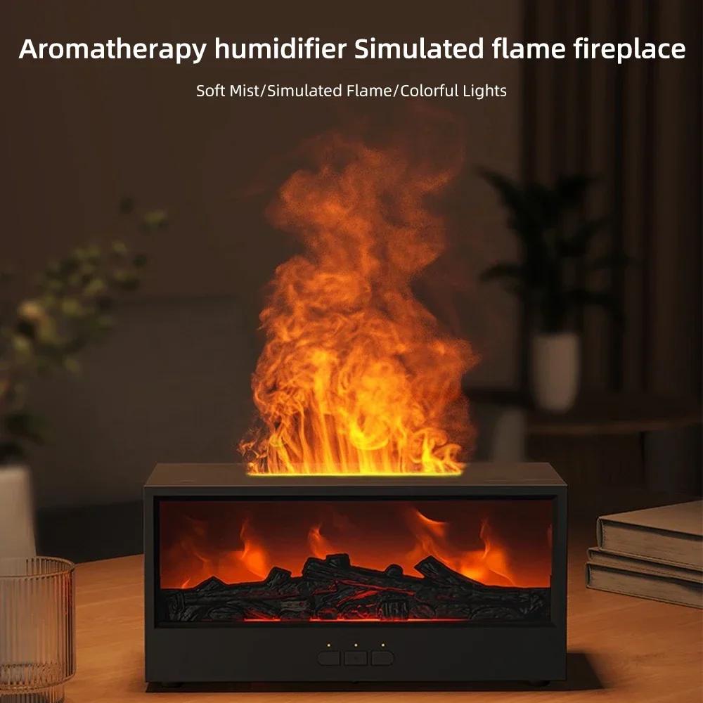 Air Humidifier Essential Oil Diffuser for Room, Quiet Ultrasonic Aromatherapy Device with 7-Color LED Night Light, Flame Design