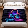Music DJ Theme Soft Blanket Personalized Custom Name Text Print Warm Blanket Home Sofa Bedroom Decor