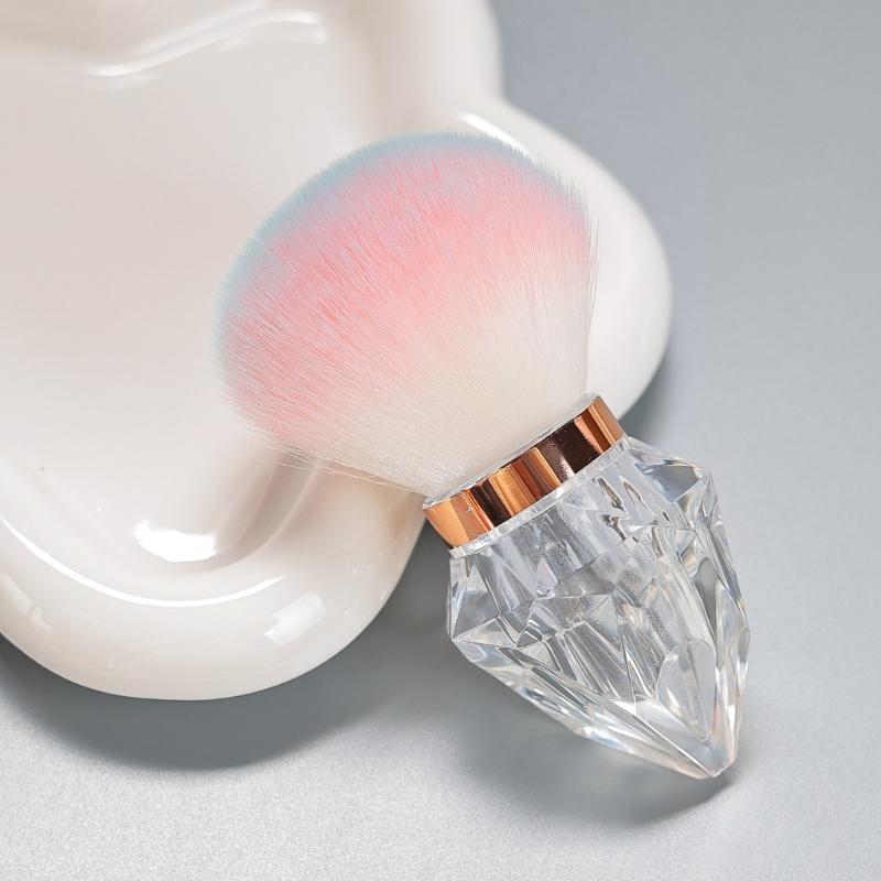 Multipurpose Nail Powder Remover Brush for Home Salon Use Nail Art Dust Brush with Crystal Shape Handle Makeup Brushes
