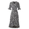 Women's Chiffon Printed Ruffled Frill Dress Wrap Skirt Long Skirt