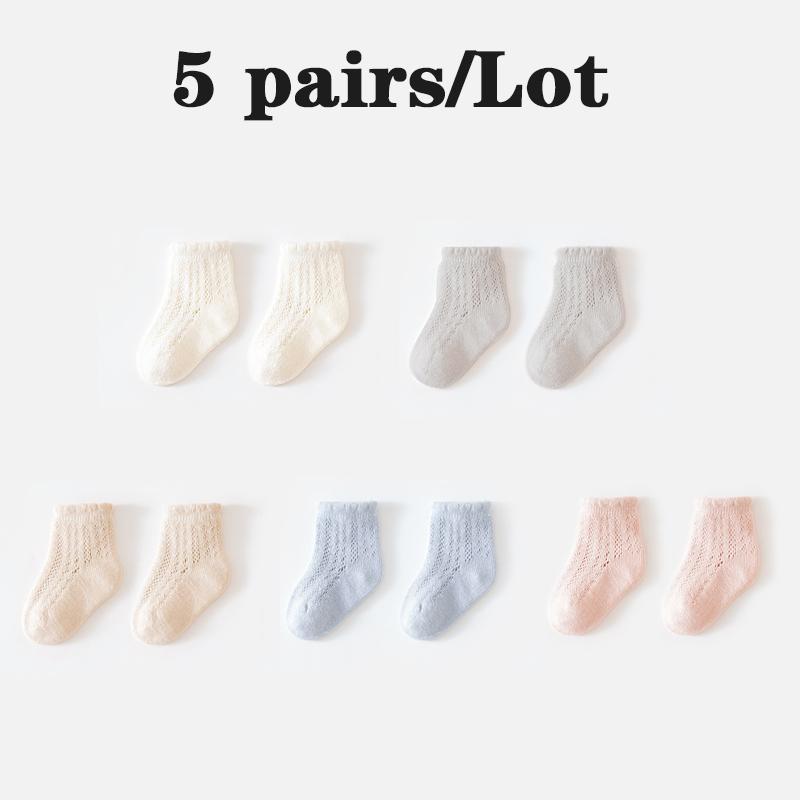 3/5 Pairs Newborn Socks Summer Mesh Children Socks Soft Cotton Baby Sock Breathable Solid Color Kids Socks Baby Accessories