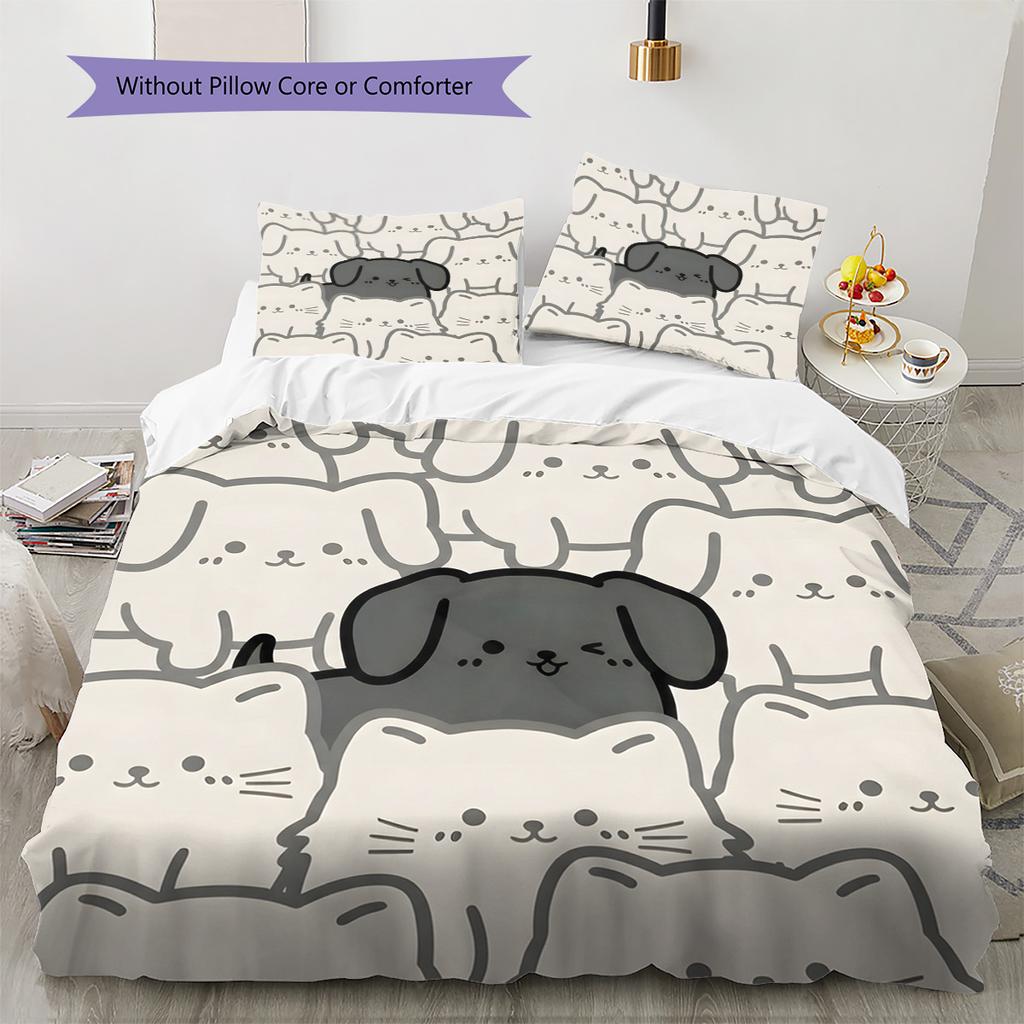Dachshund Pattern Bedding Quilt Set Quilt Cover Pillowcase Home Decoration Birthday Gift (1 * duvet cover + 2 * pillowcase, without core)