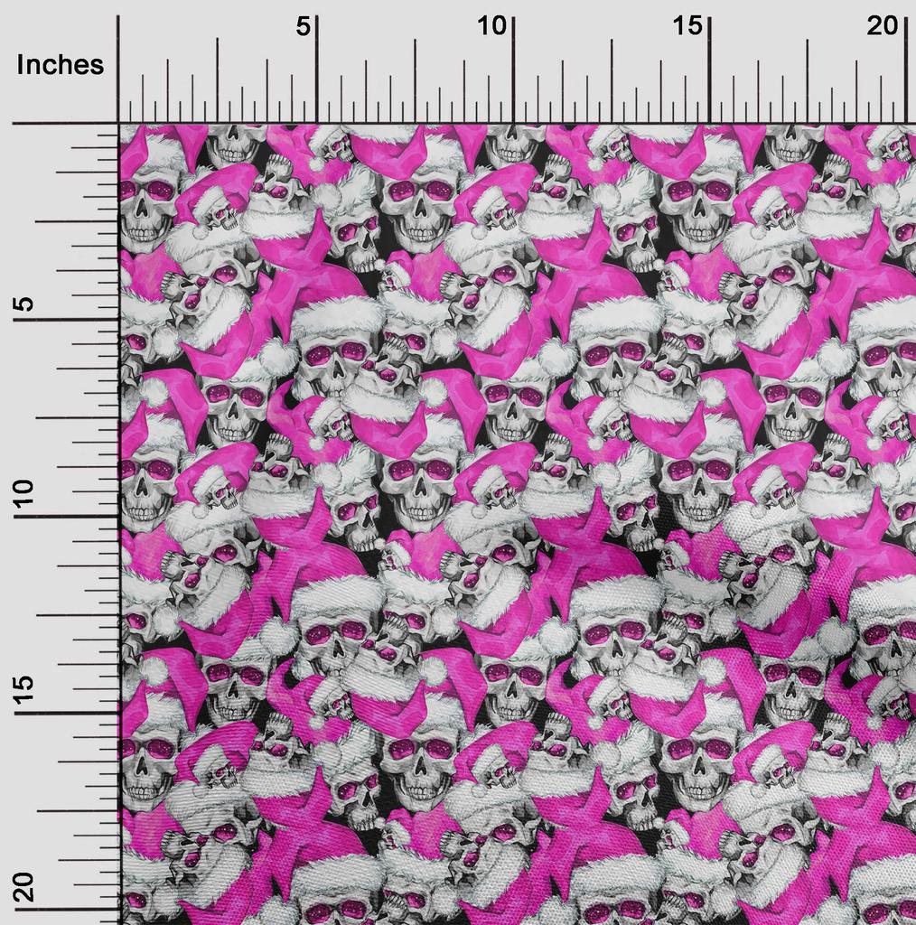 oneOone Cotton Flex Fuschia Pink Fabric Skull Sewing Fabric By The Yard Printed Diy Clothing Sewing Supplies 40 Inch