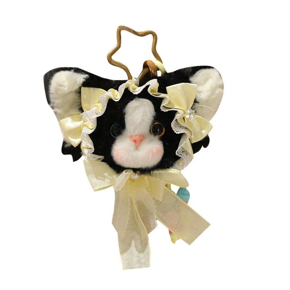 Vintage Cat Keychain Soft Plush Bag Charm Fashion Plush Doll  Girl Gift