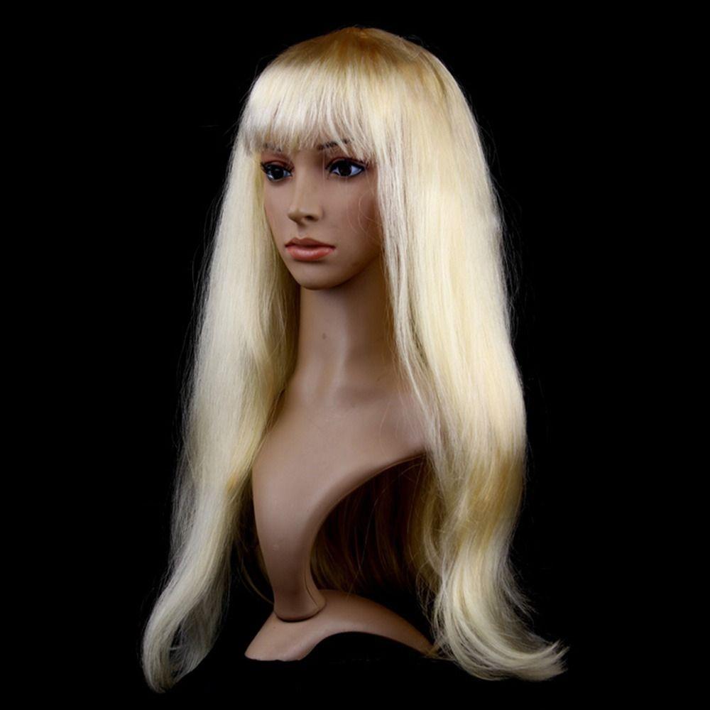 Women's Clothing Hot High Temperature Synthetic Line Thick Hair Masquerade Dazzle Long Hair Long Straight Wig Women's Bangs