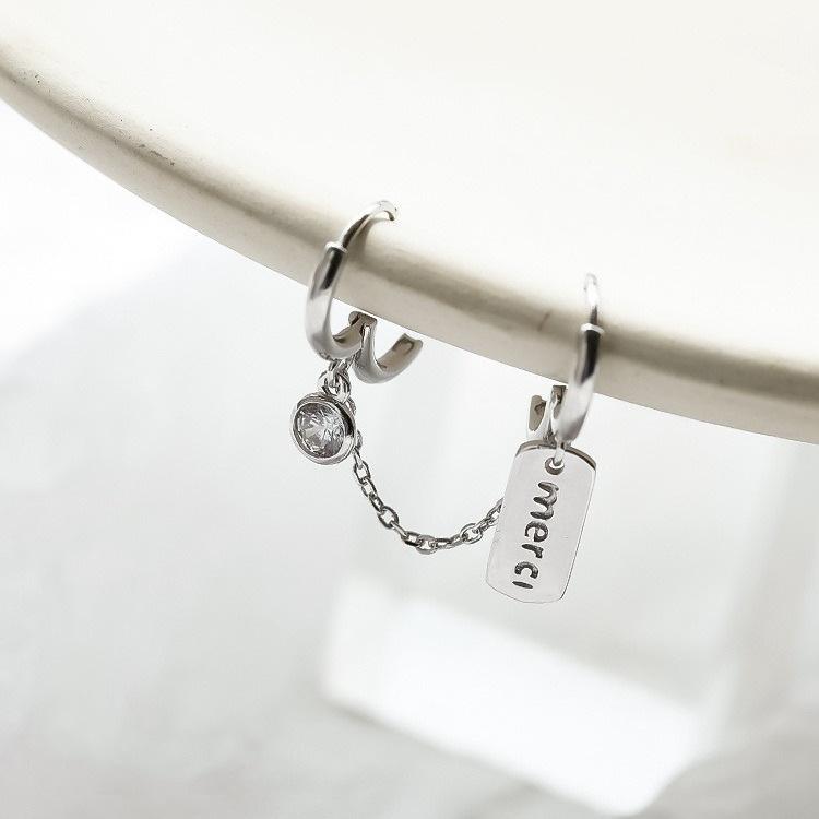 Double Ear Hole Silver Stud Earrings – Trendy Korean Style Women's Earrings