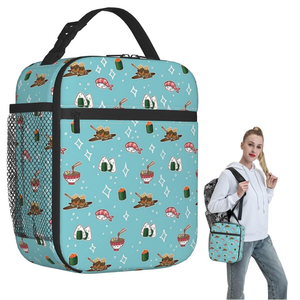 Cartoon Rice Nori Sushi Oni Onigiri Ball Insulated Lunch Bag for Women Children Leakproof Food Boxes Thermal Lunch Box Tote