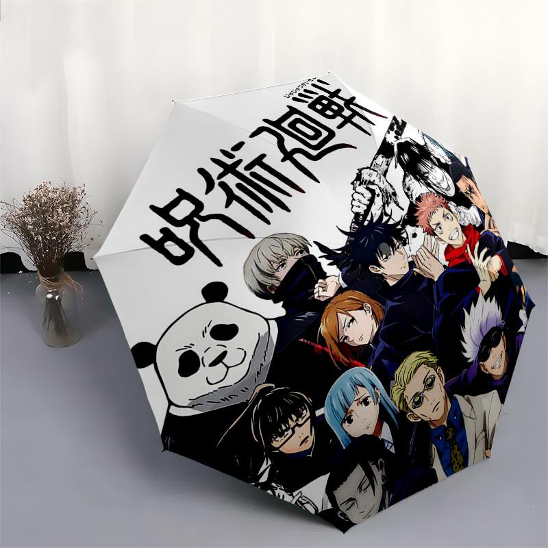 1pc Jujutsu Kaisen Automatic Folding Umbrella Portable 3-Fold Design with Iron Frame, Perfect for Outdoor Use, Festive Gifts, Travel, Daily Use, Suita