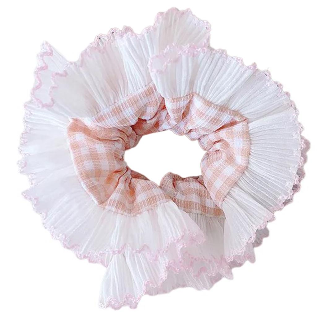 Lace Scrunchies for Women Double Layer Large Elastic Hairbands French Hair Scrunchy Bobbles Soft Hair Accessories