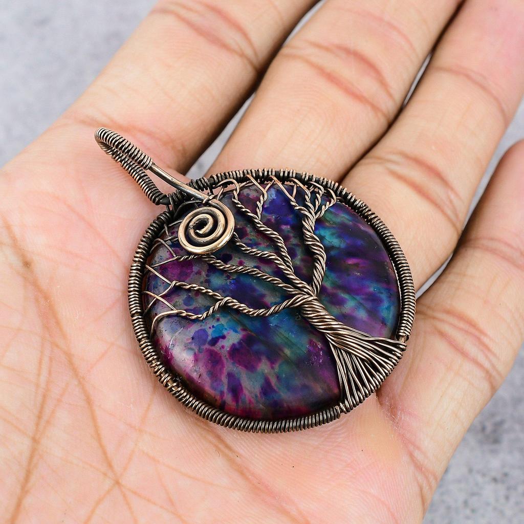Multi Flash Labradorite Jewelry, 999 Copper Wire Wrapped Pendant Handmade Gemstone Jewelry, Gifts For Wife Brand New Pendant