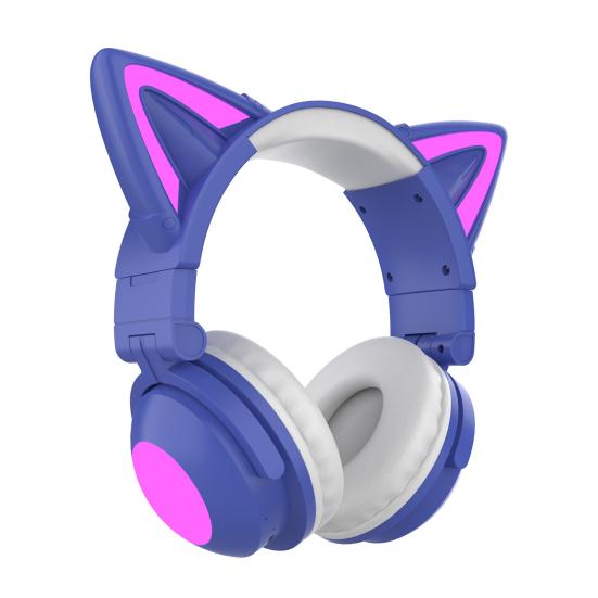 Bluetooth-compatible Headphone Colorful Luminous Cat Ear Shape Stereo Music Wireless Gaming Headset for Mobile Phone