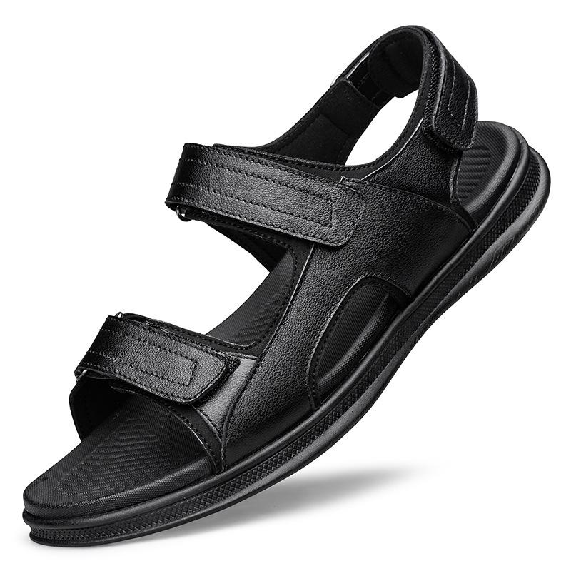 

Мужские сандалии нескользящие и износостойкие пляжные туфли уличные дышащие модные сандалии мужские трендовые универсальные черные 44 чёрный