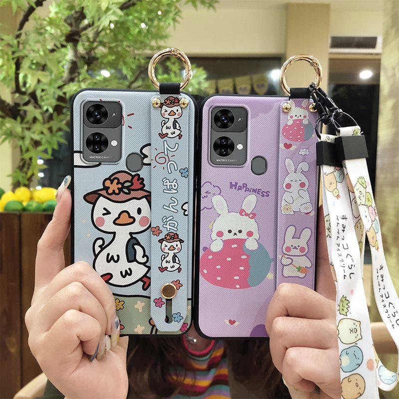 Wristband Waterproof Phone Case For Oukitel C33 Lanyard Cartoon Fashion Design Wrist Strap Anti-dust Ring Kickstand Cute