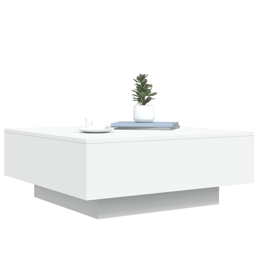 Minimalistischer schwarzer Couchtisch für das Wohnzimmer, Gartentisch, Balkon-Café-Tisch, Vitrine, Multifunktionstisch, 80x80x31 cm Holzwerkstoff
