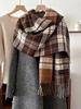 Damen Preppy Stil Klassischer Karierter Gestrickter Schal Kopftuch Dame Lässig Quasten Schal Mujer Foulard Wickeltuch Schal Winter Neu Koreanisch