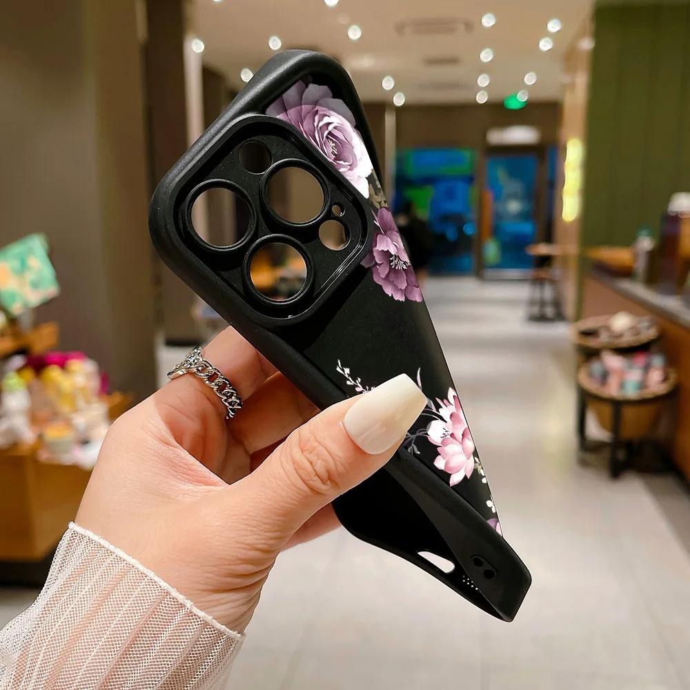 Peony Flower Phone Case For iPhone 15 Pro MaxCase iPhone 17 16 11 12 13 14 Soft SiliconeShockproof Phone Bumper Cover Case