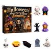 Halloween Countdown Calendar Advent with 9 Mini Resin Figures, Day Spooky Miniature Pumpkin Skeleton Figurines To Calendar, Surprise Collectible