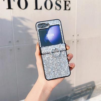 Funda para Teléfono con Polvo Brillante de Diamante para Samsung Galaxy Z Flip 6 5 4 3 Flip6 Flip5 Flip4 Flip3 Cubierta Protectora a Prueba de Golpes