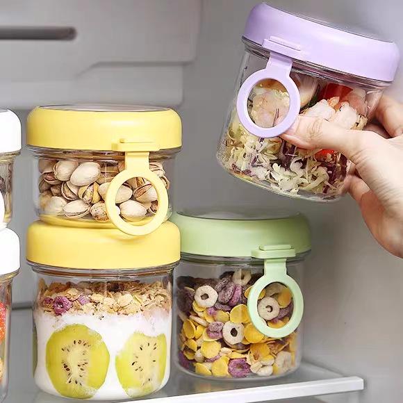 Glass Salad & Overnight Oats Cup with Lid & Spoon, Portable Yogurt & Cereal Jar
