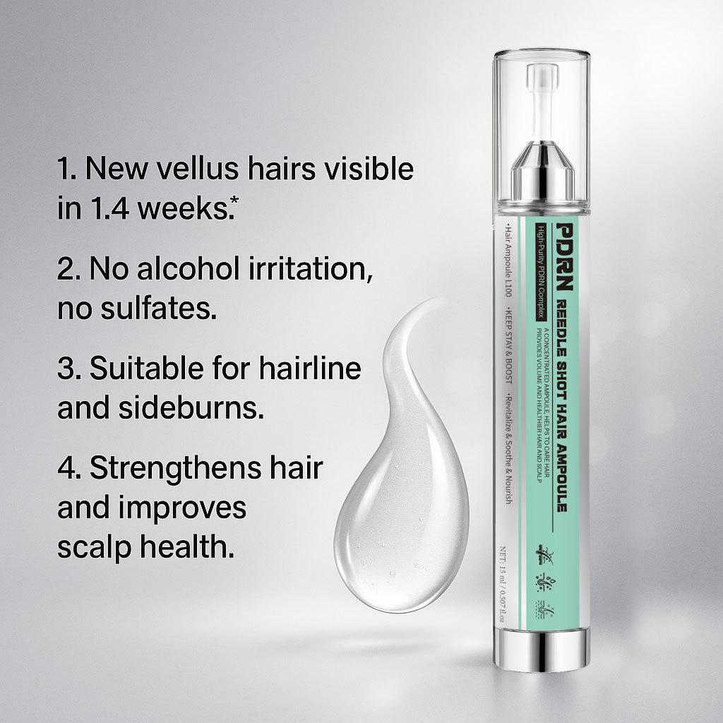 PDRN Hair Ampoule Strong Hair Care Treatment for Hair Loss Prevention, Damaged Hair Repair, Scalp Nourishment, Hair Strengthening, Unisex, 10 Ampoules