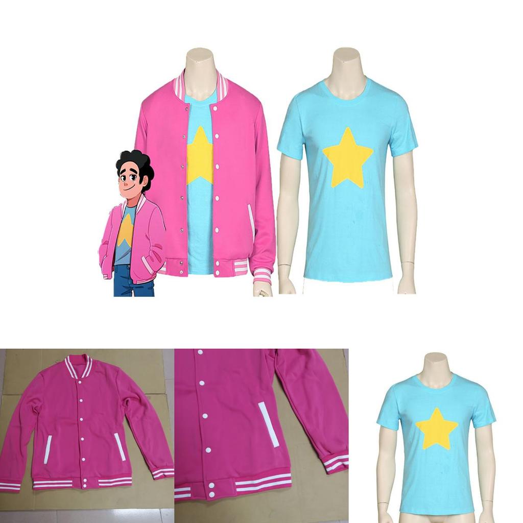 Steven Universe Cosplay Baseballová Uniforma Unisex Tričko Bunda Kostým Sada**