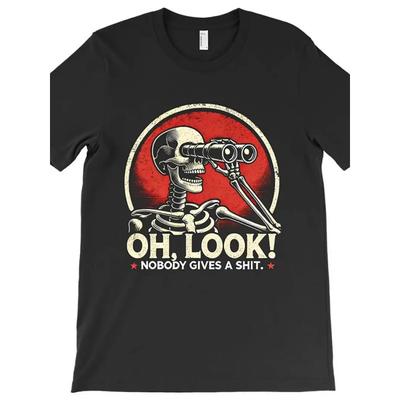 European Sizes "Oh Look! Nobody Gives A Shit" Funny Graphic Print T-Shirt for Men Women Couple - Men's Summer Cotton Graphic Tee