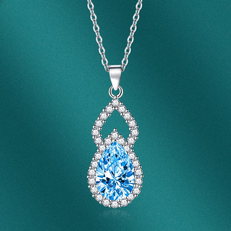 BELLA BOX Gourd Shaped Zircon Pendant Necklace Multiple Colour Fashion Wedding Engagement Jewelry