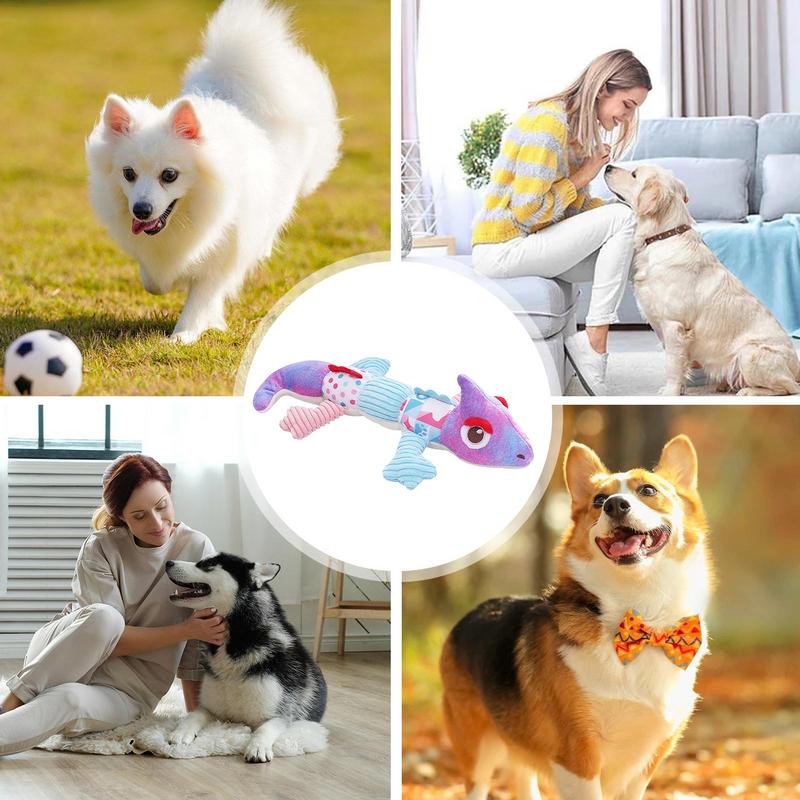 Dog Squeak Toys Dog Teething Toys Chameleon Soft Stuffed Toys Cartoon Bite-Resistant Pet Supplies Cute Dog Toys For Cleaning