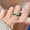 Huitan Luxury Princess Green Cubic Zirconia Rings for Women Gold Color Temperament Female Finger-rings Wedding Trendy Jewelry