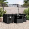 7 Piece Garden Sofa Set with Cushions Black Poly Rattan