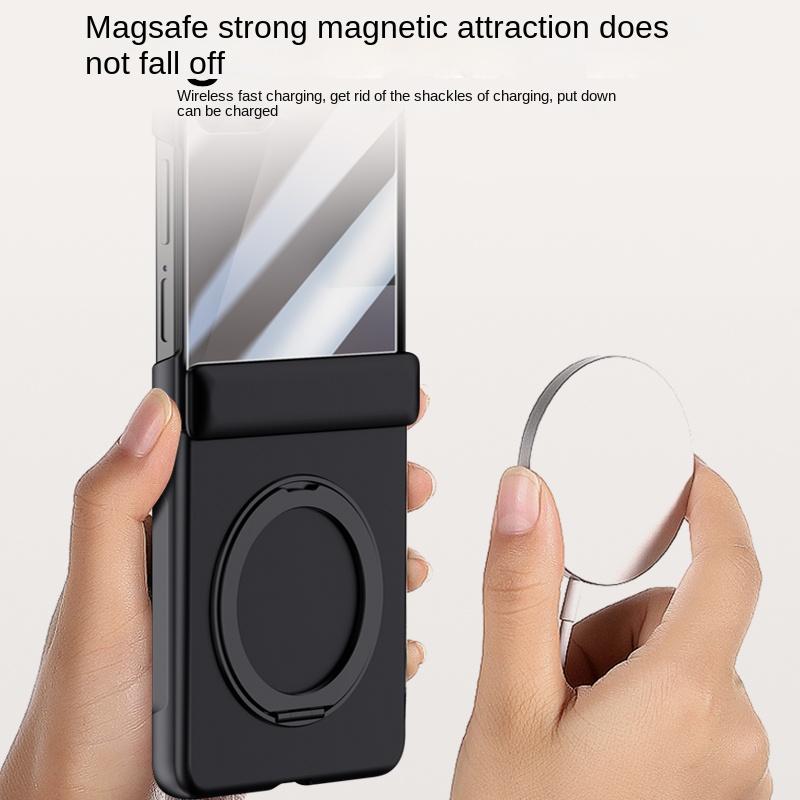 För Samsung Galaxy Z Flip 7 Fodral Lyxigt Hårt Skal Magsafe Ringhållare Magnetiskt Skyddande Baksidesfodral fodral För Z Flip7 Telefonskal