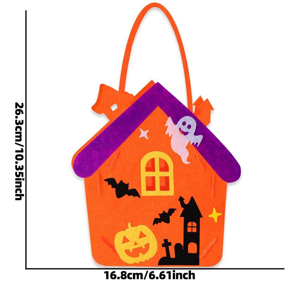 Felt Material Halloween Trick-or-Treat Bag Handheld Size Non-woven Tote Goody Bags Stereo Design Classic Elements