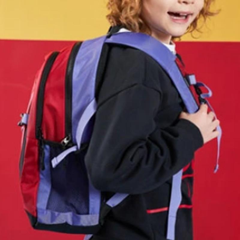 Zaino in Tessuto Li Ning per Bambini Color Block Grande Capacità Zaino per Bambini Rosso Viola YBSQ114-3